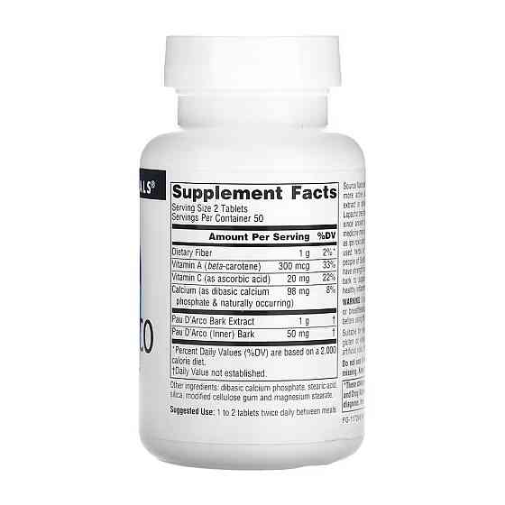 Экстракт коры муравьиного дерева Source Naturals Pau D'Arco Extract 500mg 100 таб Киев