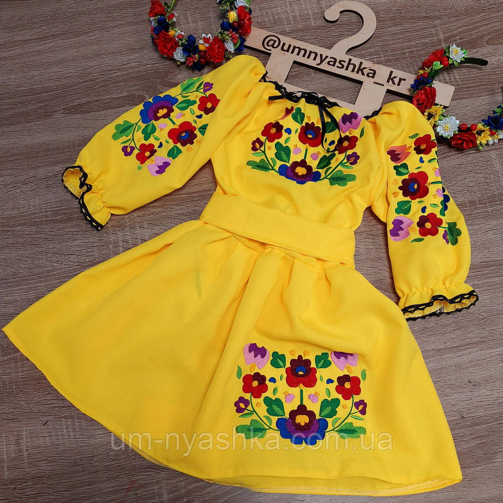 Плаття вишиванка жовте з петриковським розписом Петриківка 104-158 Кривий Ріг - фото 4