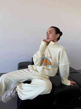 Женский прогулочный костюм двойка турецкая петля-пенье 100% хлопок Молочный Одесса