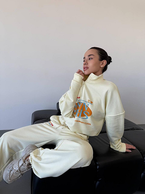 Женский прогулочный костюм двойка турецкая петля-пенье 100% хлопок Молочный Одесса - изображение 5