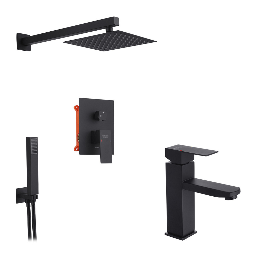 Набір 2 в 1 душова система Kroner Edelstahl Kubus-SCH082+ змішувач Edelstahl Kubus-SCH010 Київ - фото 1