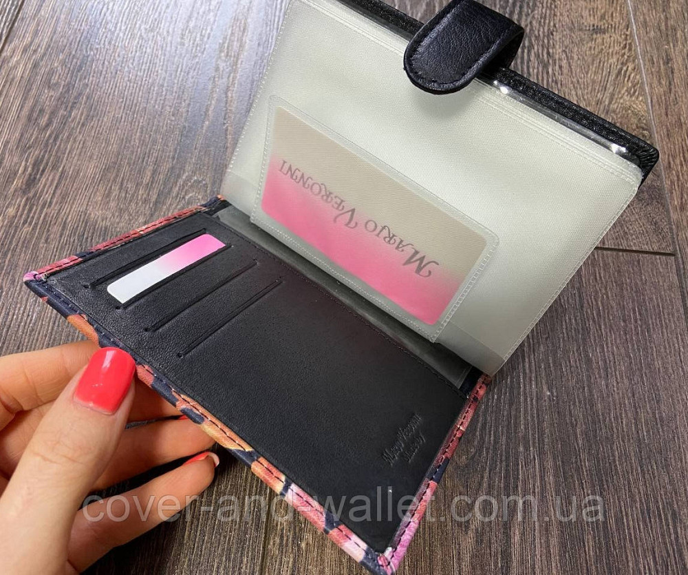 Женская кожаная обложка на авто документы с принтом цветы Mario Veronni Киев - изображение 2