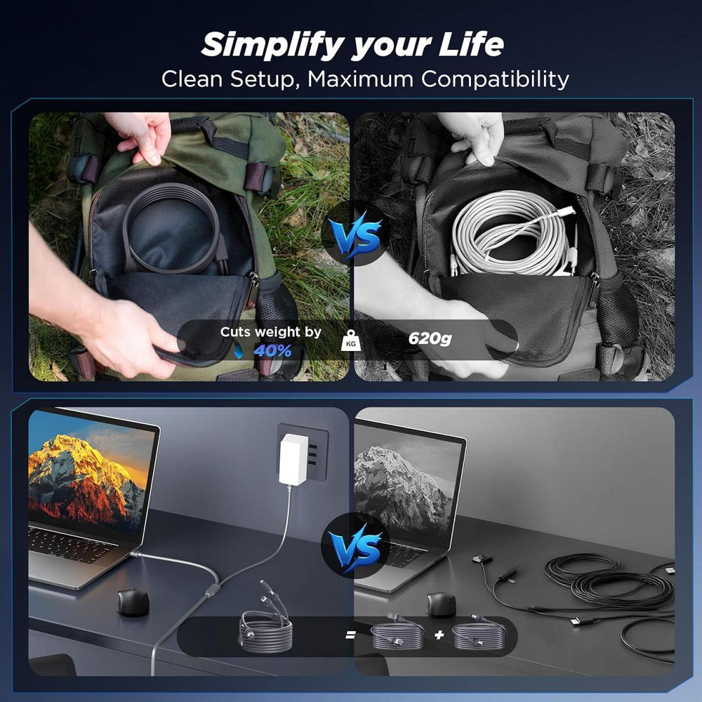 Кабель Hugener 2 в 1 Starlink Mini для заряджання DC/USB-C + Ethernet-кабель 15 м Київ - фото 8