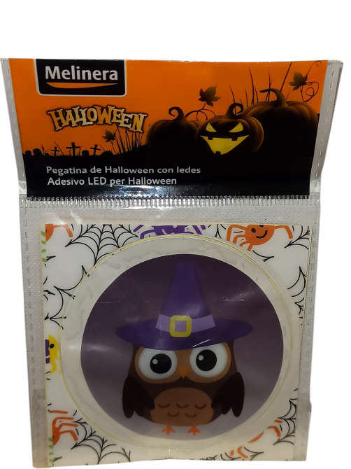 Наклейка для Хэллоуина 8 см со светодиодами Сова серый Киев - изображение 3