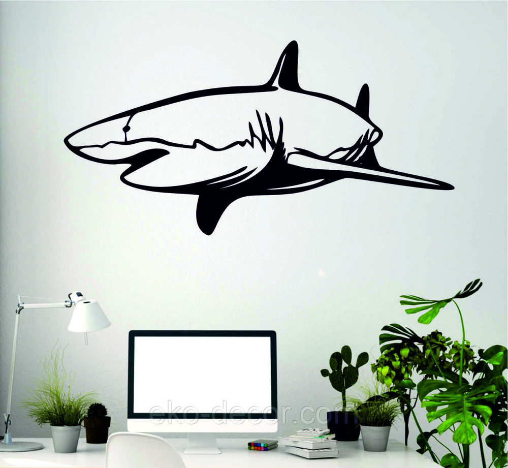 Декоративное настенное Панно «Акула» Декор на стену 70*34 см, Черный Киев - изображение 7
