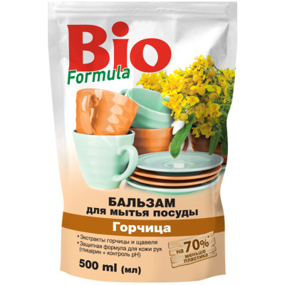 Средство для ручного мытья посуды Bio Formula Горчица дой-пак 500 мл (4823015922756) Винница - изображение 1