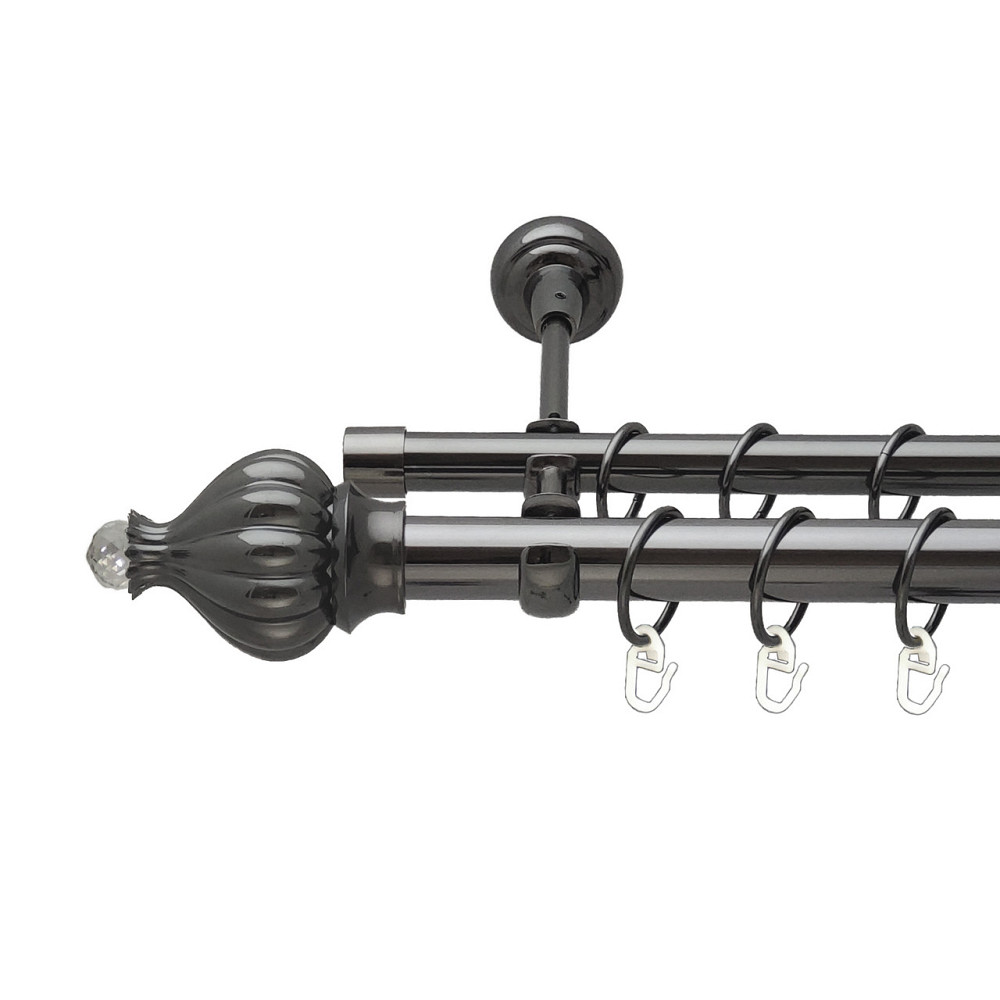 Карниз Orvit Таджа-Кристал металевий дворядний відкритий Онікс 25\19 мм 160 см (00-00012211) Львів - фото 1