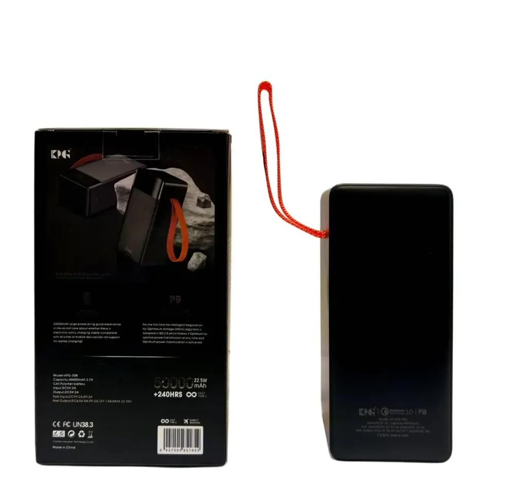 Внешний аккумулятор Power Bank KP KPG-508 емкостью 50000 мАч, 22,5 Вт, поддержка быстрой зарядки QC3.0 Одесса - изображение 8