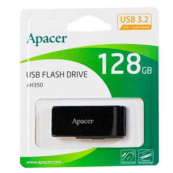 Флешка Apacer USB накопичувач 3.0 AH350 128Gb, колір чорний AP128GAH350B-1 Одеса