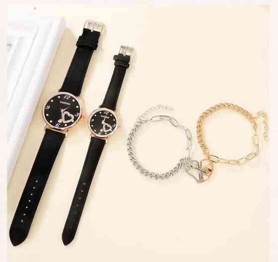 Подарочный набор для мужчин и женщин: 2парные часы с 2 оригин браслетами- диам. 4см, длин 23см, шир. рем. 2см Киев