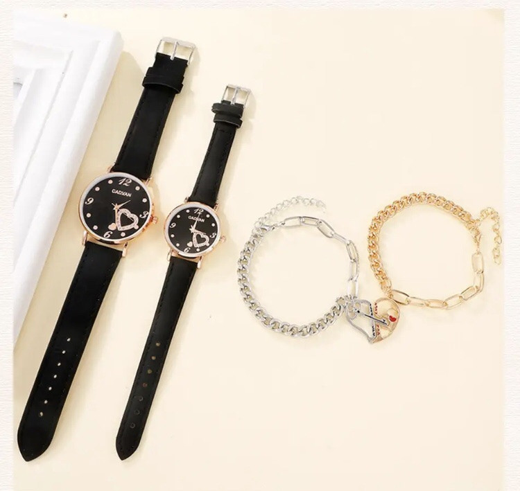 Подарочный набор для мужчин и женщин: 2парные часы с 2 оригин браслетами- диам. 4см, длин 23см, шир. рем. 2см Киев - изображение 2