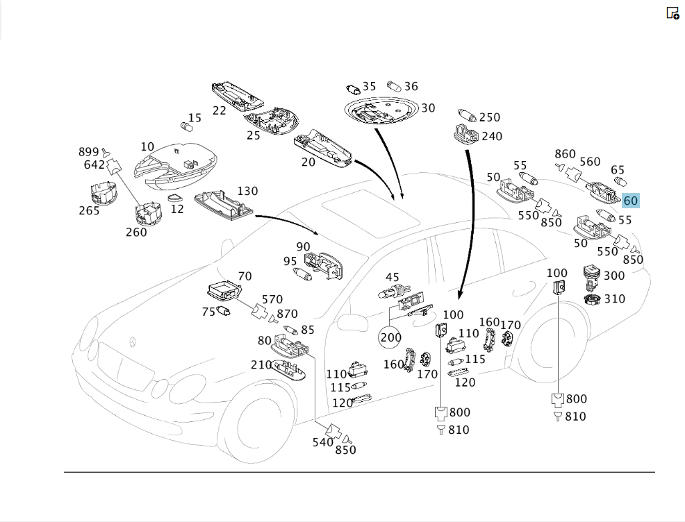 Mercedes-Benz  A2118201601 Плафон освітлення багажника E-class S211 E-class W211 CL C215 S-class short W220 S-class long V220 Одесса - изображение 4