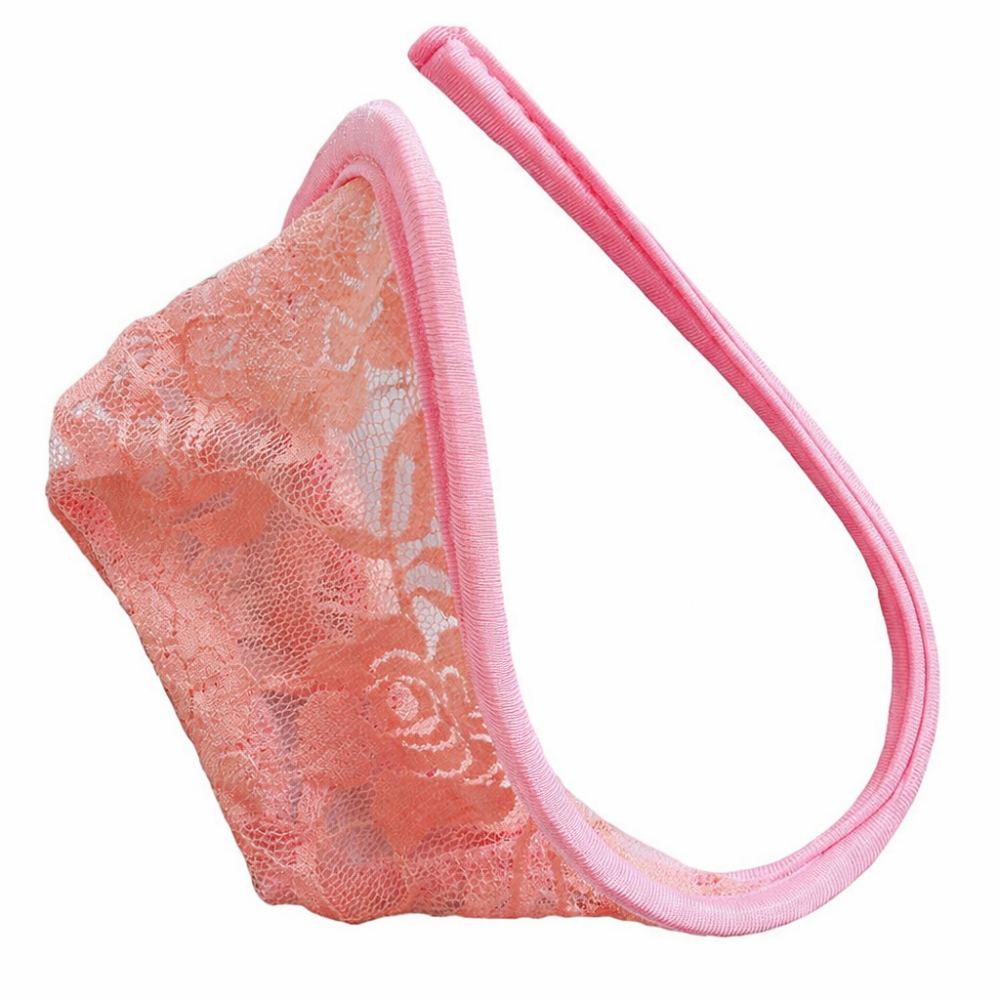 Чоловічі стрінги з мереживом еротичні без лямок one size рожевий Київ - фото 1