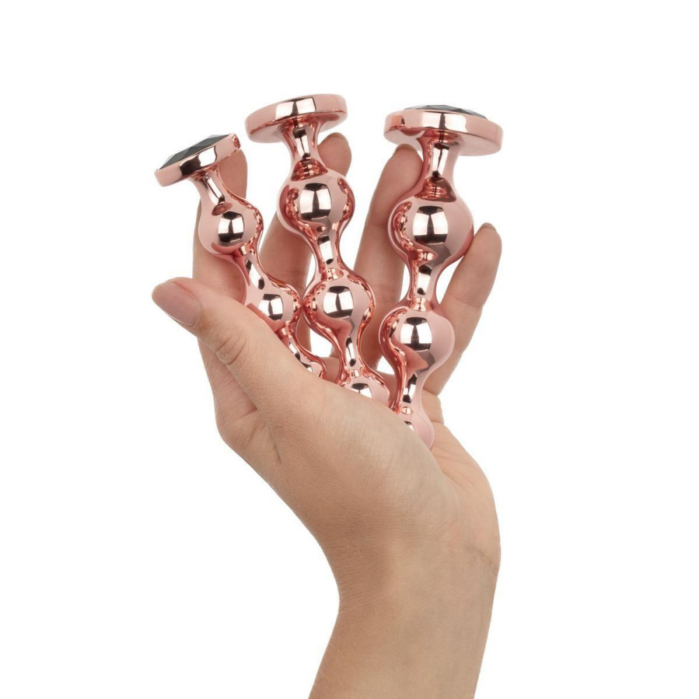 Набор анальных игрушек Rosy Gold - Metal Butt Plug Set 3 Pieces Sex Aura Киев - изображение 7