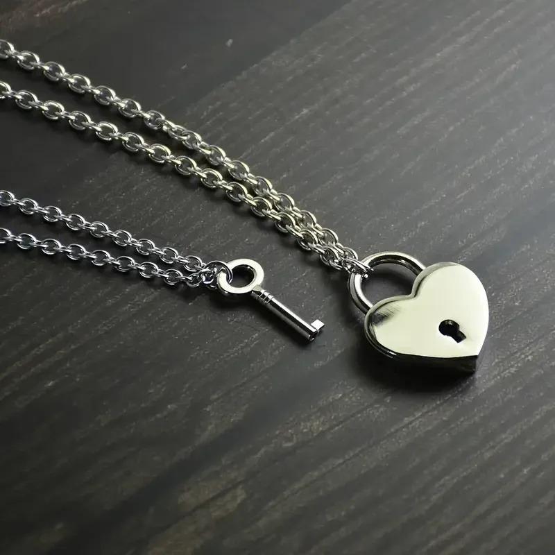 Парні підвіски “Серце-замок і ключ” — нержавіюча сталь (набір 2 кулонів) Київ - фото 7