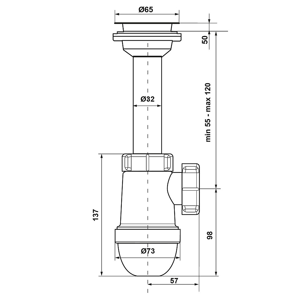 Сифон OPTIMUM 11/4″*40 для умивальника з литим випуском та гофротрубою 40*40/50 OPTI 12043 Тернополь - изображение 8