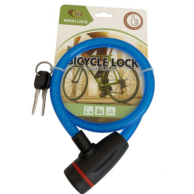 Замок велосипедный KIHUU LOCK 187, 12*80 тросовый, 2 ключа. Цвет: синий FA-99 Львов - изображение 1