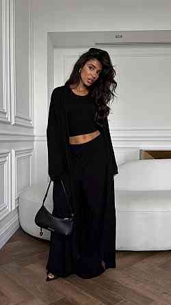 Женский базовый костюм тройка (кардиган+штаны+лонг) вискоза Одесса