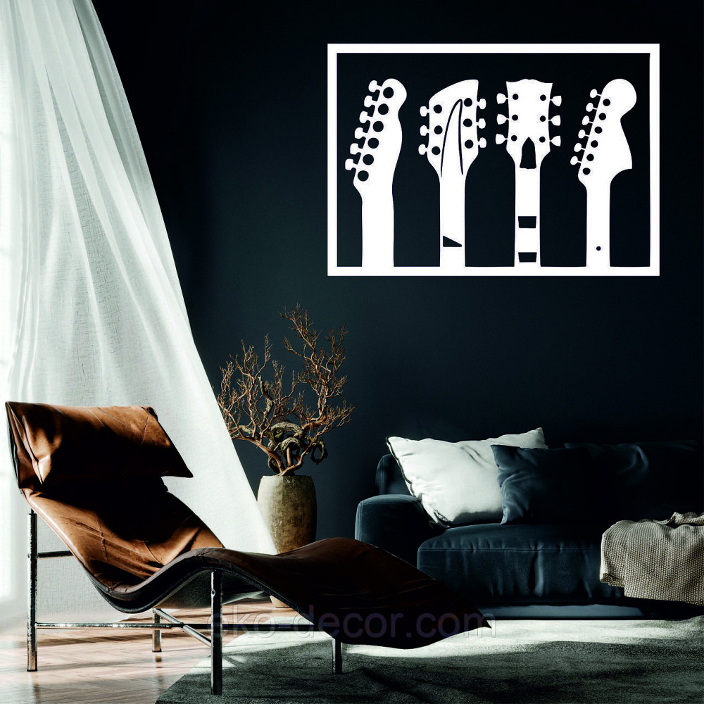 Декоративное настенное Панно «Гитара» Декор на стену 110*77 см, Белый Киев - изображение 1