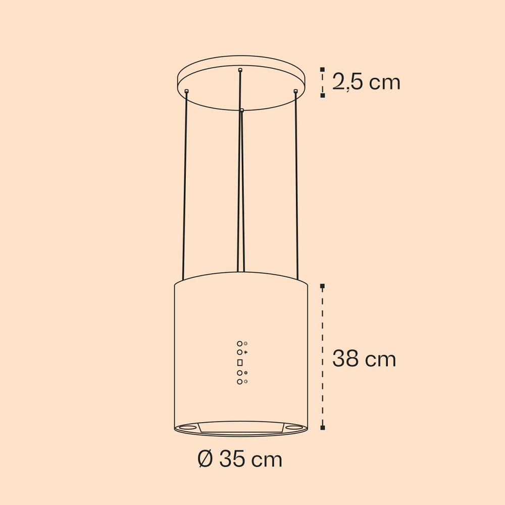 Островная вытяжка Barett Ø35 см, рециркуляция, 558 м³/ч, светодиодный фильтр с активированным углем, черный Ровно - изображение 7