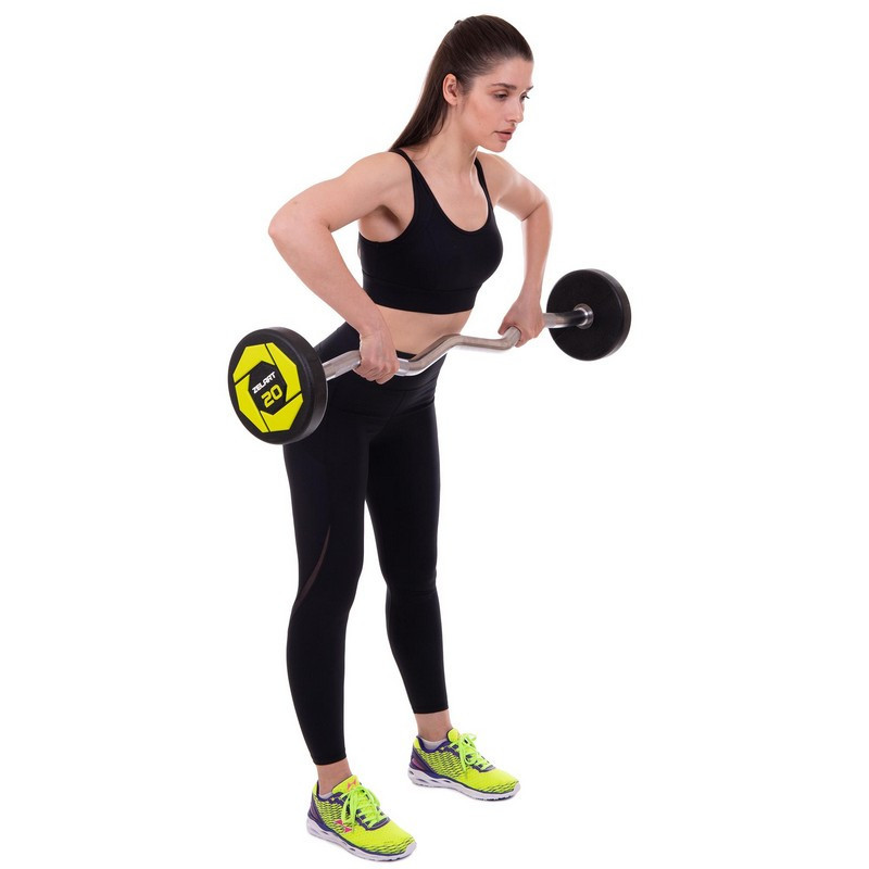 Штанга фиксированная изогнутая полиуретановая Zelart 2690-20 длина 104 см 20 кг Киев - изображение 8