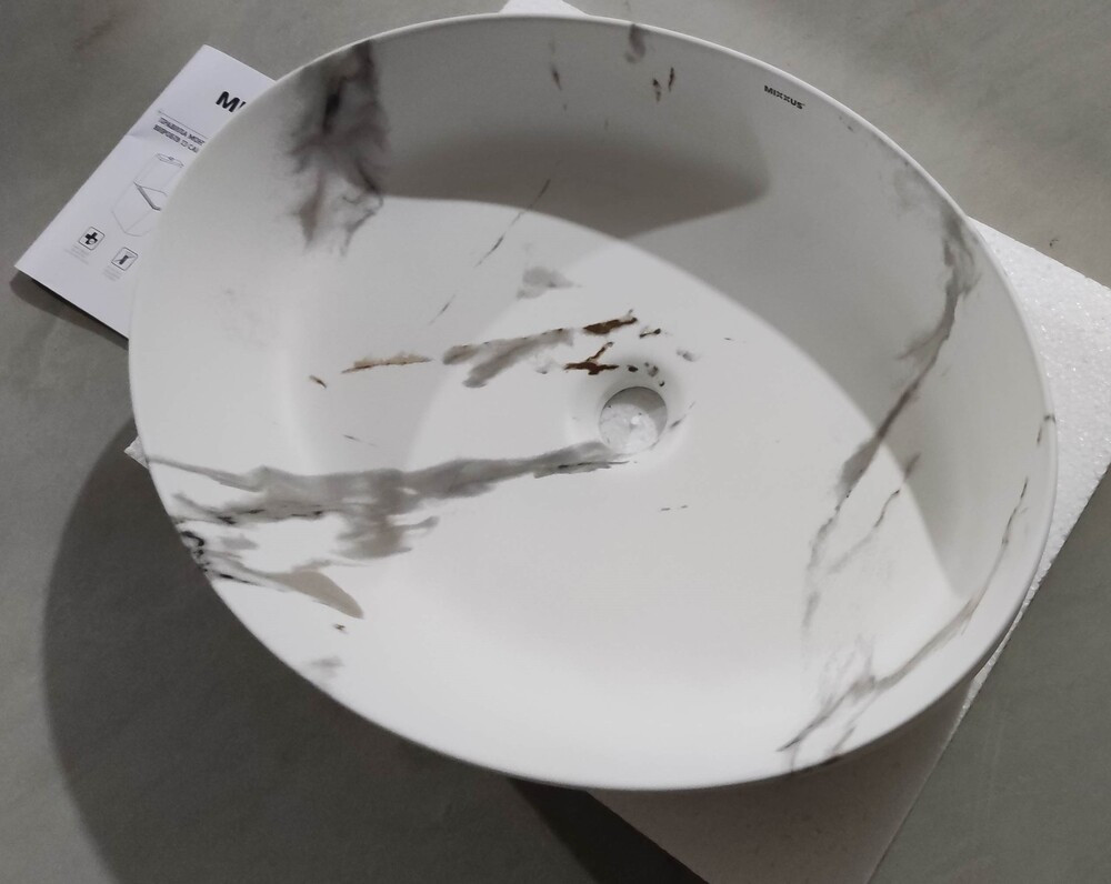 Раковина накладна MIXXUS PREMIUM ELLIPSE-0104 MARBLE 550х415х140mm   ( MP6554 ) 26250 Харків - фото 3