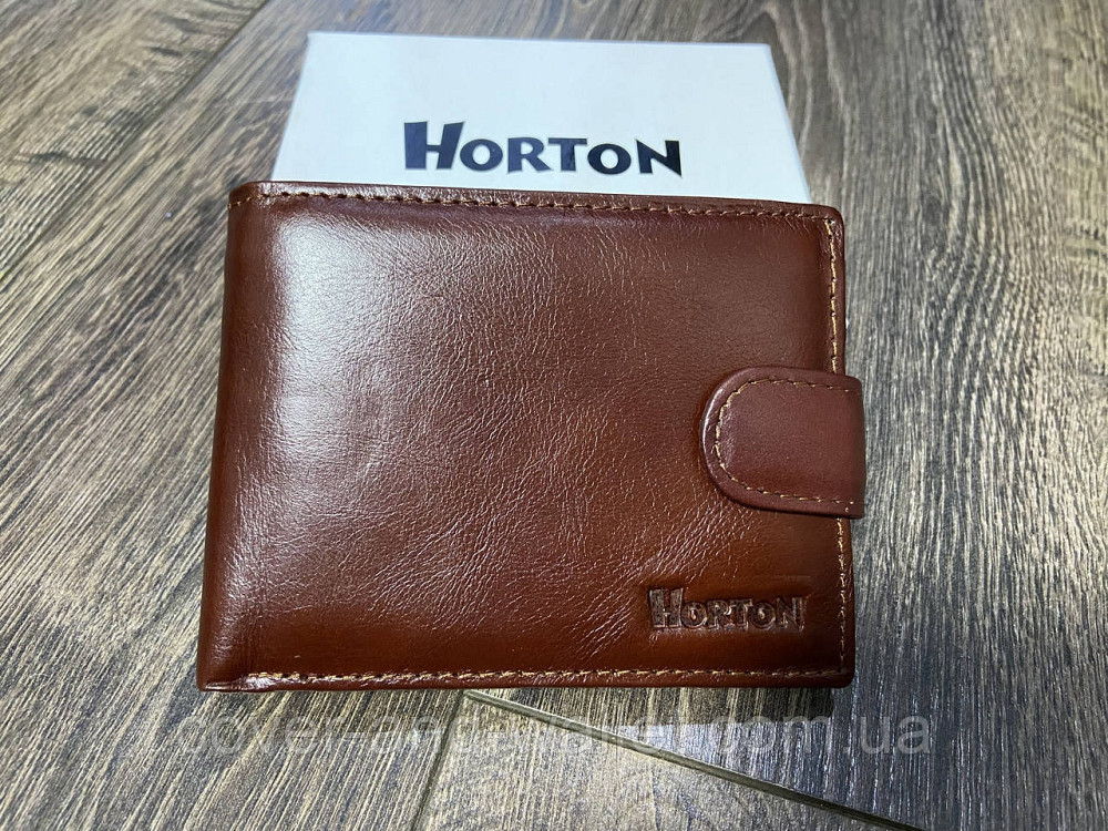 Вместительный мужской кошелек из натуральной кожи коричнего цвета Horton Collection Киев - изображение 3