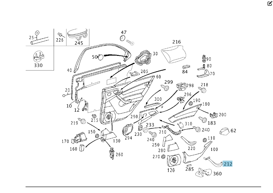 Mercedes-Benz  A2208102754 1A55 Внутрішня ручка закриття задніх лівих дверей бежева S-class long V220 Одесса - изображение 2