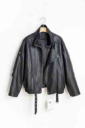 Куртка женская YZY 30045 из экокожи бомбер удлиненная оверсайз черная, черный, L Киев