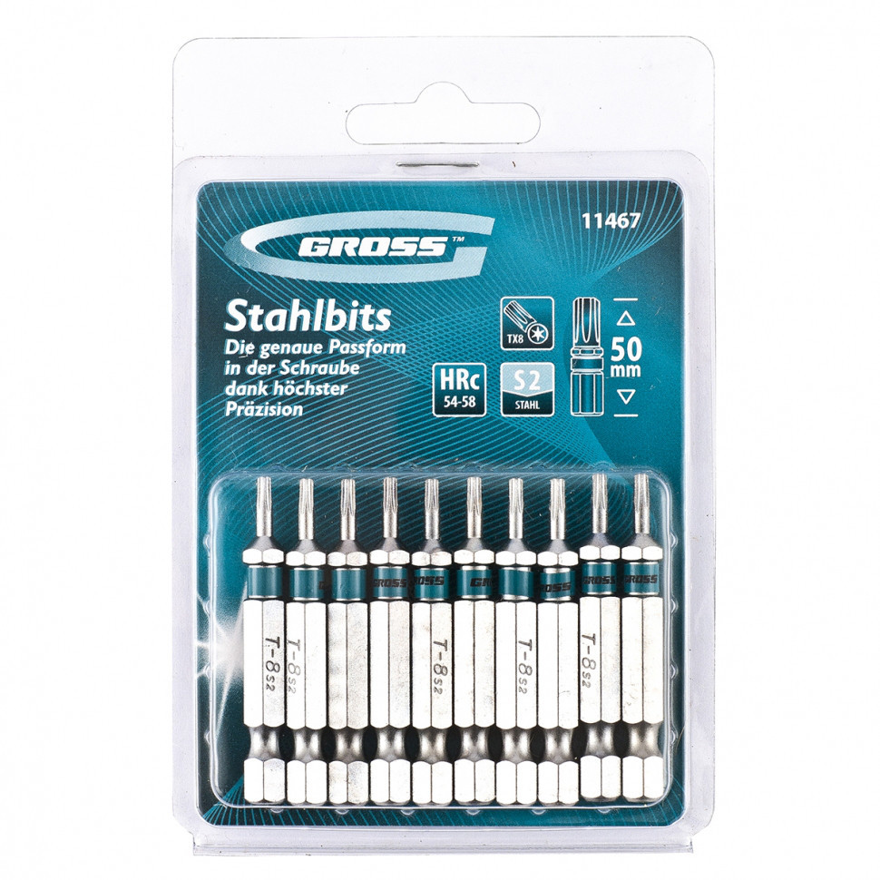 Набір біт TORX 8х50, сталь S2, 10 шт GROSS Полтава - фото 1