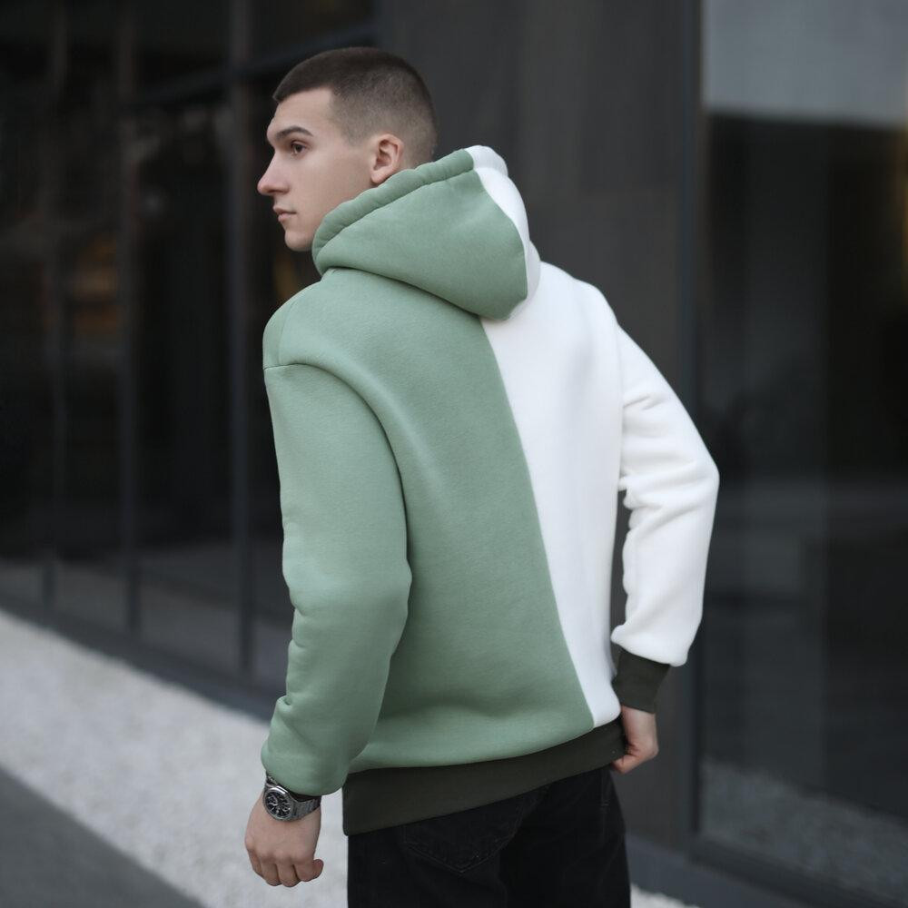 Молочное худи с цветными вставками мужское Pobedov 1touch. Худи мужское зима Киев - изображение 4