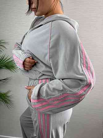 Женский стильный велюровый-плюшевый костюм двойка. Серый, 42/44 Одесса