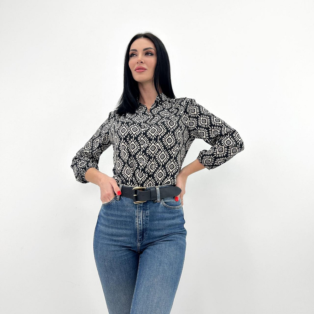 Жіноча блузка з принтом "Marocco" оптом | Норма і батал | Розпродаж моделі Чорний, 42-44 Київ - фото 3