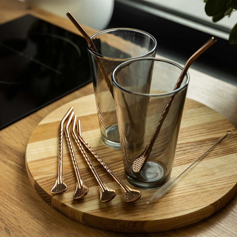 Yiwu Набір багаторазових ложок-трубочок 6 шт для напоїв 19.5 см зі щіткою для миття з нержавіюч Київ - фото 6