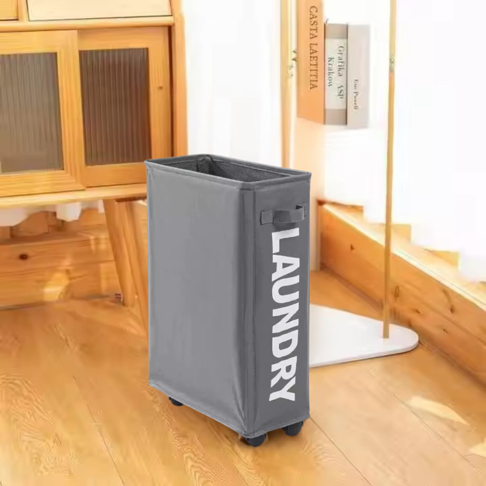 Кошик зі знімним мішком сіткою для білизни, складний на колесах, сірий Кам'янець-Подільський - фото 1