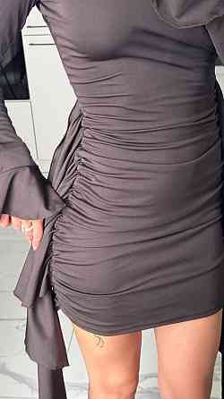 Жіноче стильне мініплаття зі складками мікродайвінг Шоколад, 44/46 Одеса
