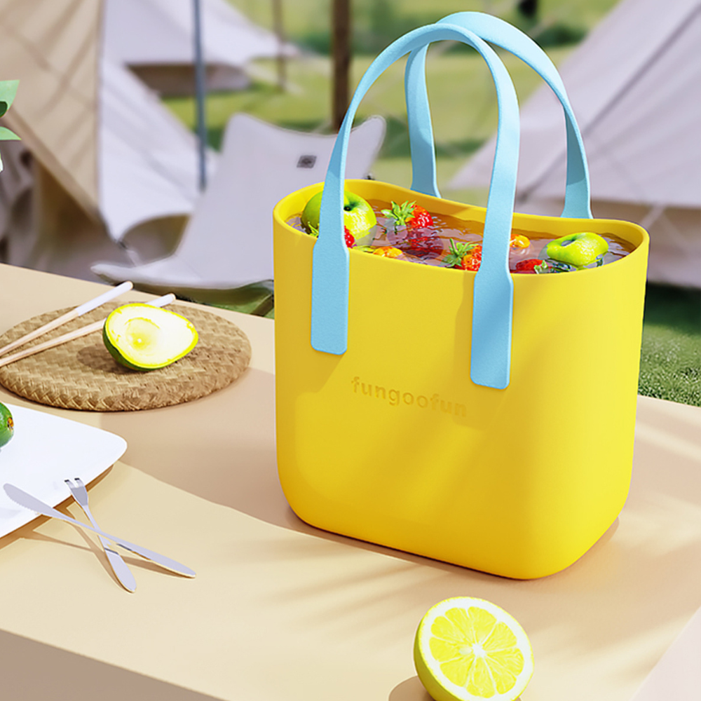 Сумка жіноча шопер силіконова на плече водонепроникна сумочка з підкладкою на блискавці Fungoofun, жовтий Кам'янець-Подільський - фото 5