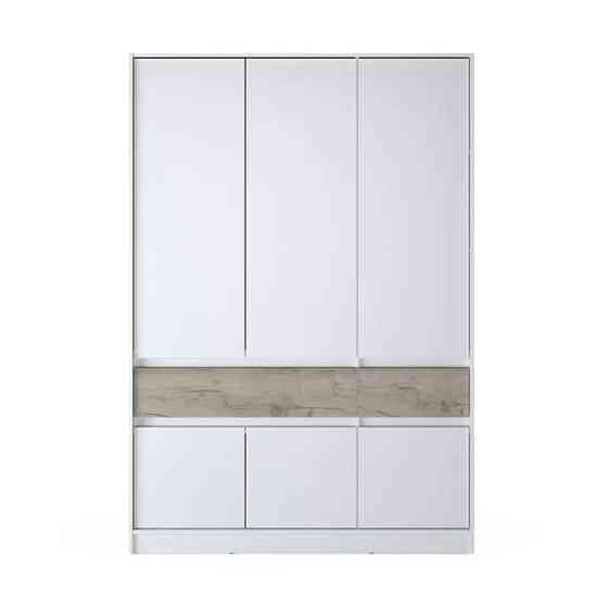 Шкаф распашный для одежды с выдвижными ящиками (полки - штанга) Эверест Стайл-1400 140х53х203 см Нимфея Альба (белый)/Дуб крафт серый (DTM-071163) (DT Львов