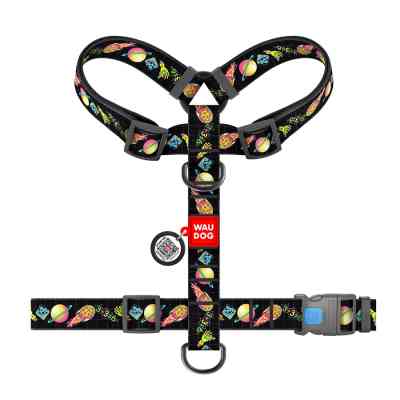 Шлея для собак WAUDOG Nylon анатомічна H-подібна з QR-паспортом "Рік і Морті 3" пластиковий фастекс, XL (323-0282) Вінниця
