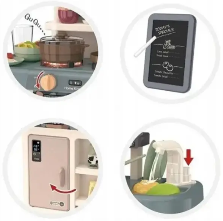 Кухня ігрова Limo Toy з водою паром світлом звуками 42 предмети Кремова (889-222) Чернігів - фото 3