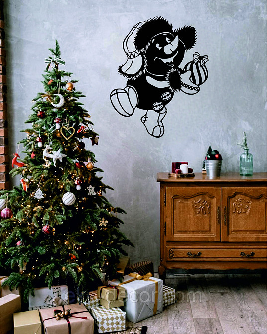 Декоративне настінне Панно «Сніговик», Декор на стену 110*89 см, Чорний Київ - фото 1