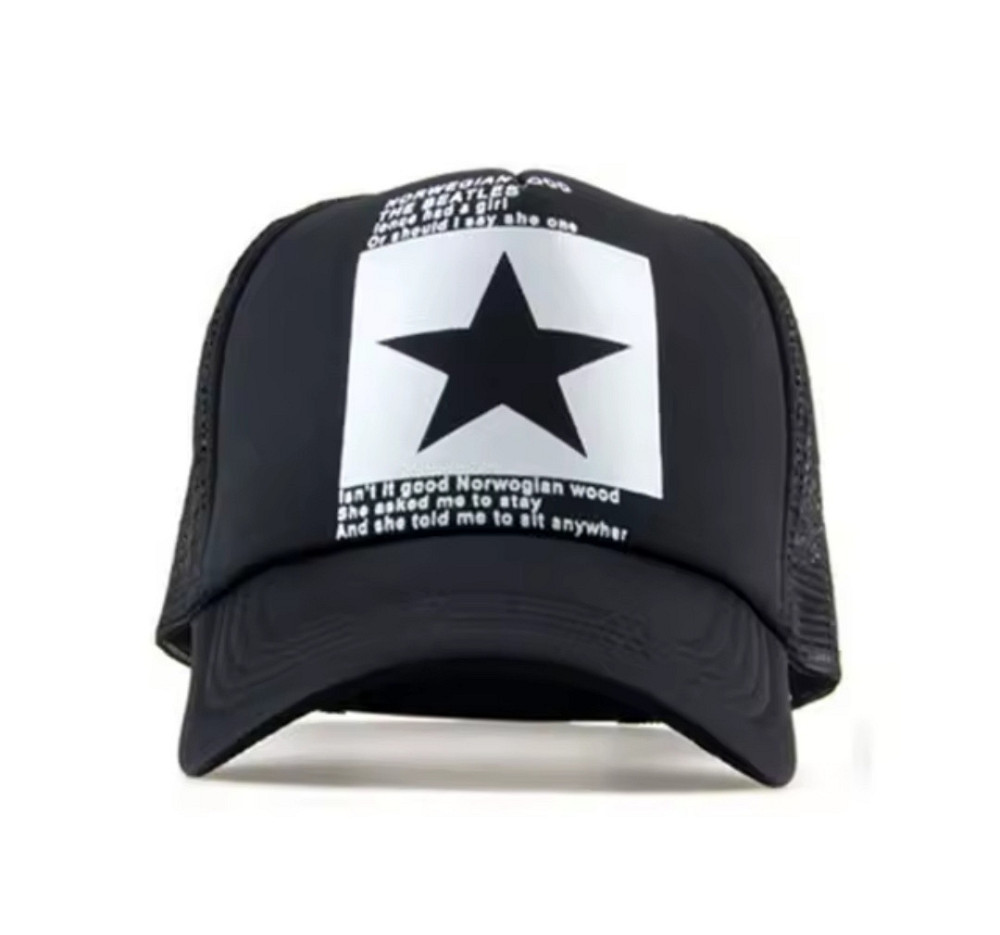 Летняя бейсболка в сеточку с принтом звезда для мужчин и женщин 54-60 черный с белым Киев - изображение 4