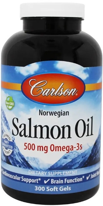 Омега-3 з олії лосося Carlson Salmon Oil 500 мг, 300 капсул Київ - фото 1