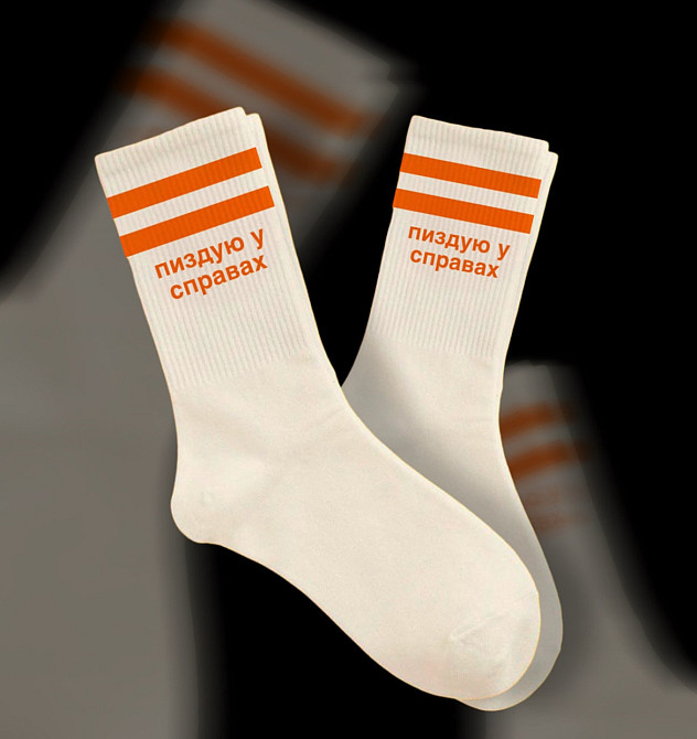 Білі високі шкарпетки «Пісню біля правих» Чорний, 43-46 Чернівці - фото 1