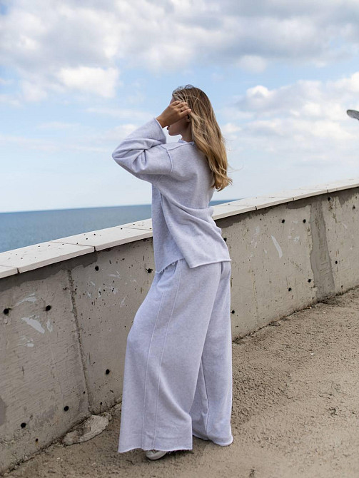 Женский стильный оверсайз костюм двойка: кофта и штаны турецкая трехнить петля пенье Меланж Одесса - изображение 5