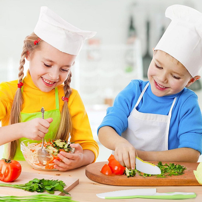 Ніж дитячий дерев’яний кухонний і овочечистка Goodchef, безпечний набір 2 шт, кулінарний кухонний ін Київ - фото 4