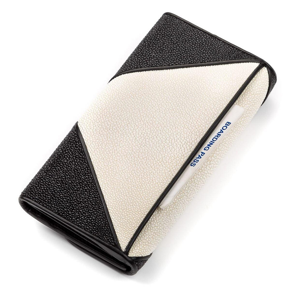 Кошелек женский STINGRAY LEATHER 18103 из натуральной кожи морского ската Черный Киев - изображение 4