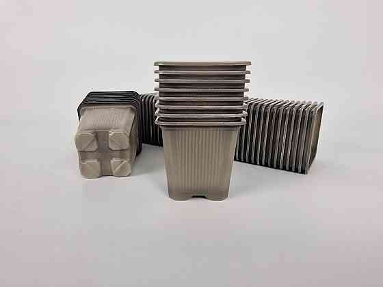 Стакан для розсади квадратний 180 мл (6×6) h65 пластиковий чорний з отворами, паковання 100 штук Харків