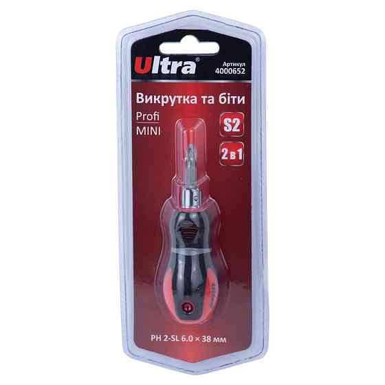 Ultra Отвертка 2в1 MINI PH 2-SL 6.0×38мм S2 Profi ULTRA (4000652) Коломыя