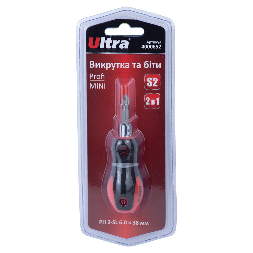 Ultra Отвертка 2в1 MINI PH 2-SL 6.0×38мм S2 Profi ULTRA (4000652) Коломыя - изображение 5